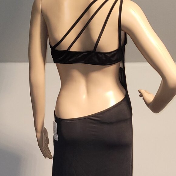 Sexy Women Black Long Classy Dress Stretch Black Sequence Club Medium SL6036-2 - Picture 7 of 9